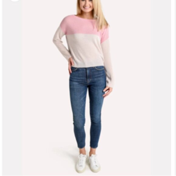 ATM Anthony Thomas Melillo Pink Colorblock Cashmere Sweater XS - Picture 2 of 16